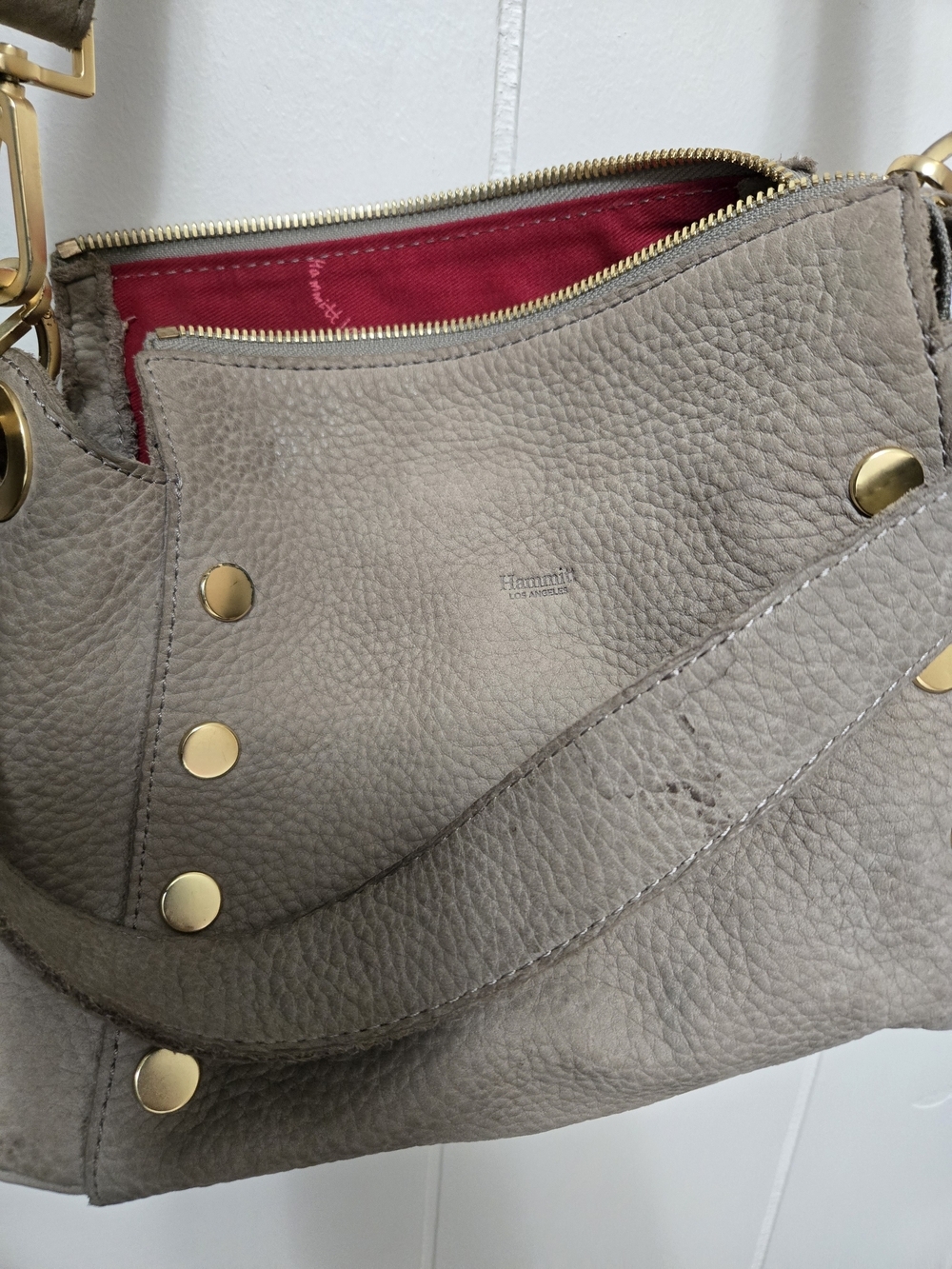 Hammitt Taupe Leather Crossbody Bag with Gold Studs And Wallet Set - Picture 5 of 10